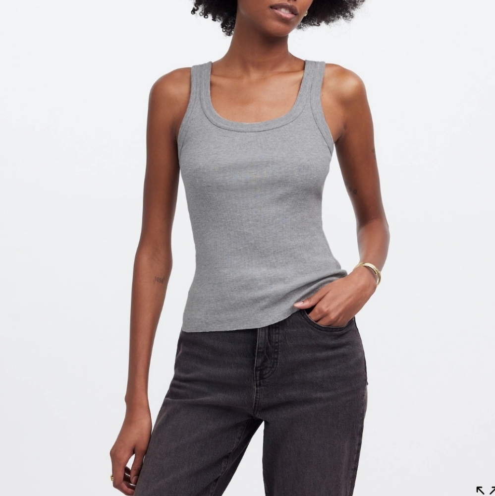 Madewell Premium Standard gray ribbed tank top size medium